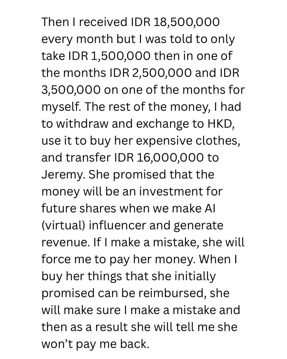 Ini belum dibahas tapi….

Apa Cherry Lai mencuci uang lewat pegawainya yang dia eksploitasi abis abisan secara finansial? 

Digaji lewat Brandonville ➡️ cuman boleh ambil secuit terus sisanya dituker jadi HKD buat beliin barang buat Cherry Lai.