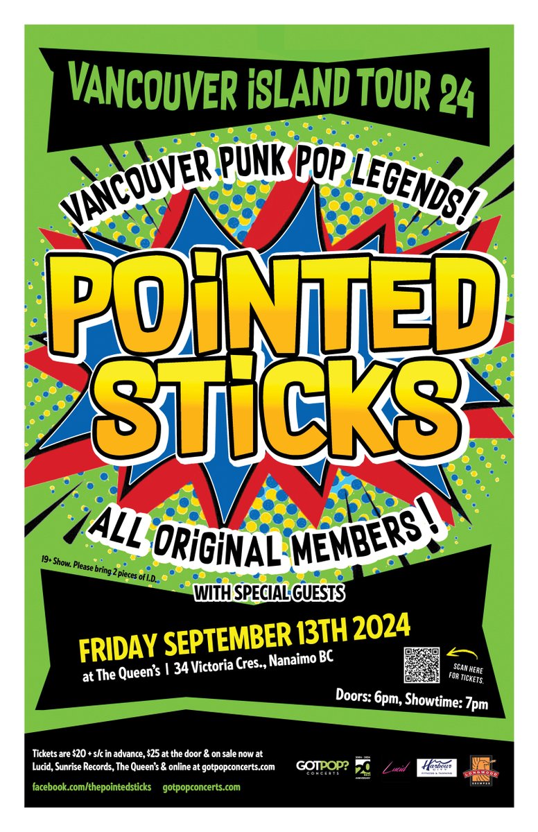 Get on down tonight and celebrate Friday the 13th with <a href="/PointedSticksX/">Pointed Sticks</a> at The Queens in #Nanaimo BC. #powerpop #nanaimobar