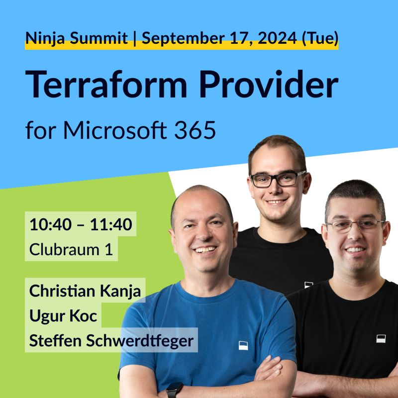 Steffen Schwerdtfeger (@steffenatcloud) on Twitter photo Only 4 days to go! We're unveiling the #Terraform Provider for #Microsoft365 and #Intune at the <a href="/wpninjasummit/">WorkPlaceNinjaSummit</a> 🎉 terraprovider.com
wpninjas24.sched.com/event/1iGI8/te… Only 4 days to go! We're unveiling the #Terraform Provider for #Microsoft365 and #Intune at the <a href="/wpninjasummit/">WorkPlaceNinjaSummit</a> 🎉 terraprovider.com
wpninjas24.sched.com/event/1iGI8/te…