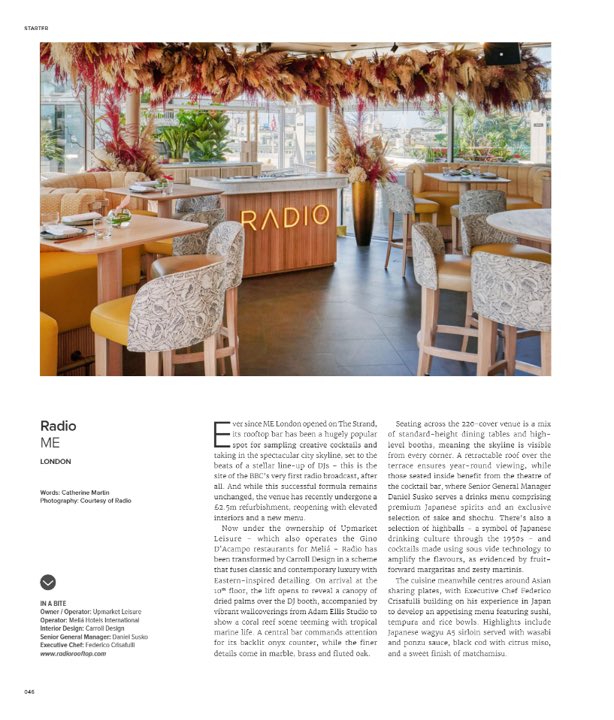 The September issue of SUPPER magazine featuring client Radio rooftop bar,  London.  Read the feature in full at bit.ly/3MIO3ws