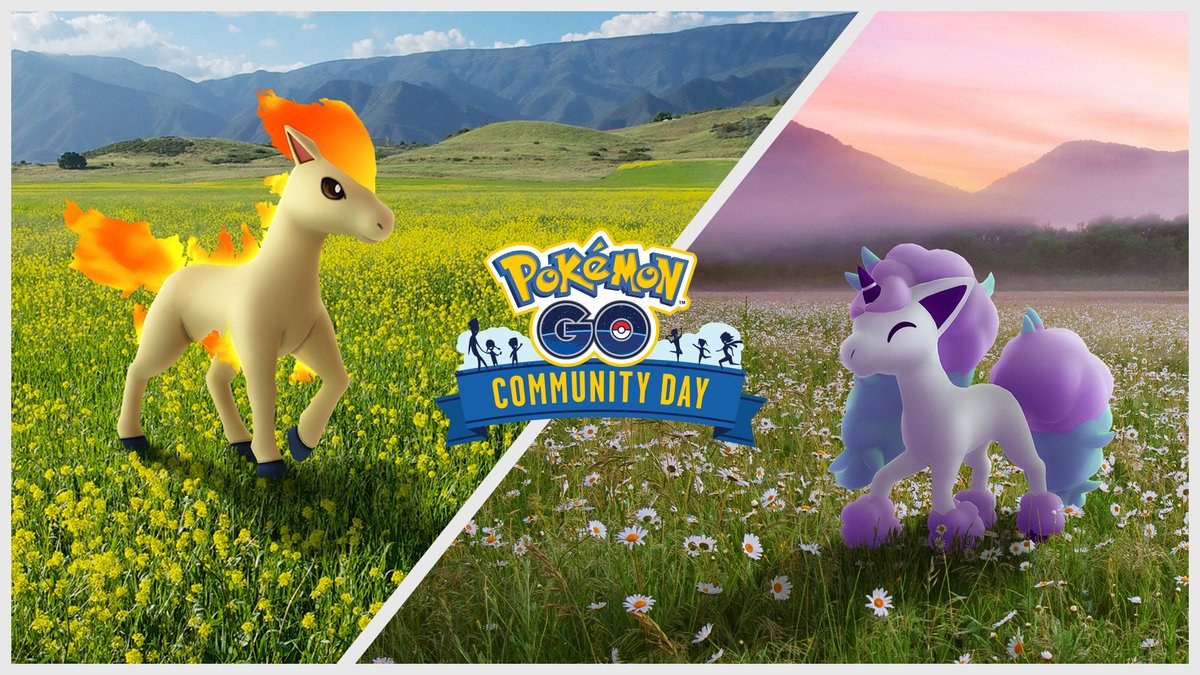 PokemonGoApp's tweet image. Ponyta, the Fire Horse Pokémon, and Galarian Ponyta, the Unique Horn Pokémon, are galloping their way into #PokemonGOCommunityDay! 🔥

Catch the event Saturday from 2:00 p.m. to 5:00 p.m. local time!