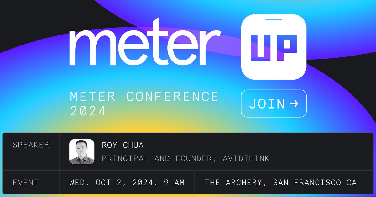 Roy Chua will be at <a href="/Meter/">Meter</a>'s first conference in San Francisco on October 2, 2024., moderating a panel on what companies need to look for as they upgrade their enterprise networks. Request an invite using the link here:events.meter.com/meterup2024?ut…