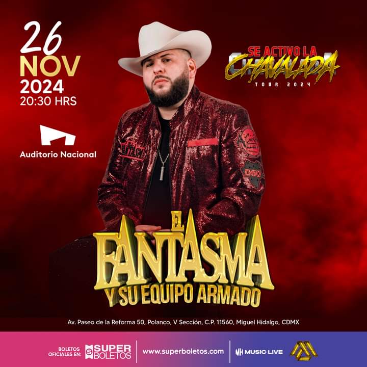 🎤 #ElFantasma en el <a href="/AuditorioMx/">Auditorio Nacional</a> de la #CDMX 

📅 26 de Noviembre 
🎫 Venta de boletos en ticketmaster.com.mx
