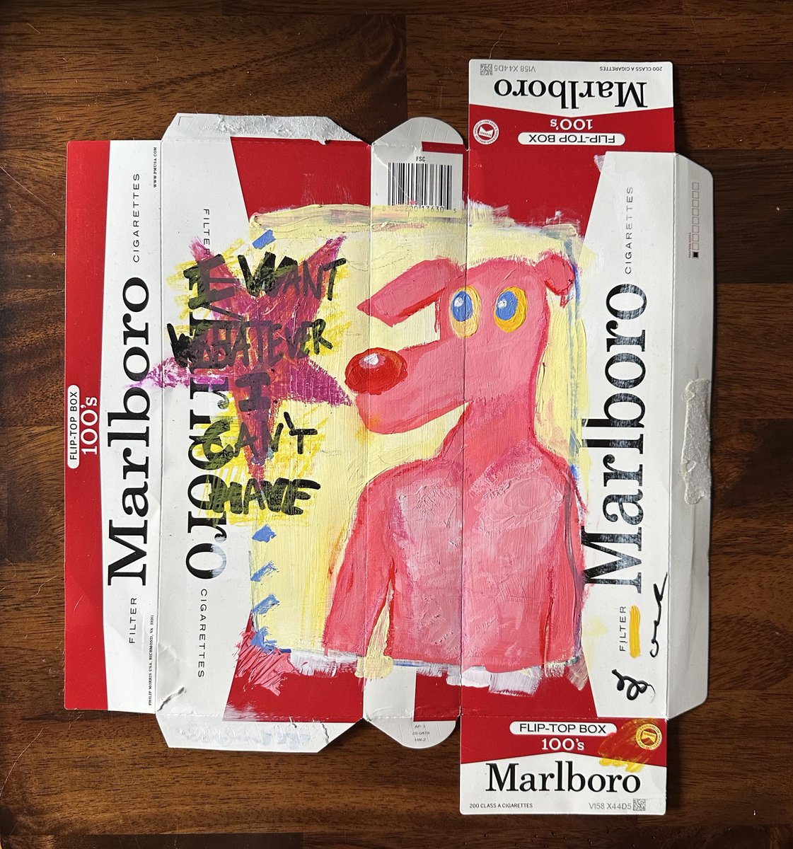 untitled
acrylic and oil pastel on cigarette carton