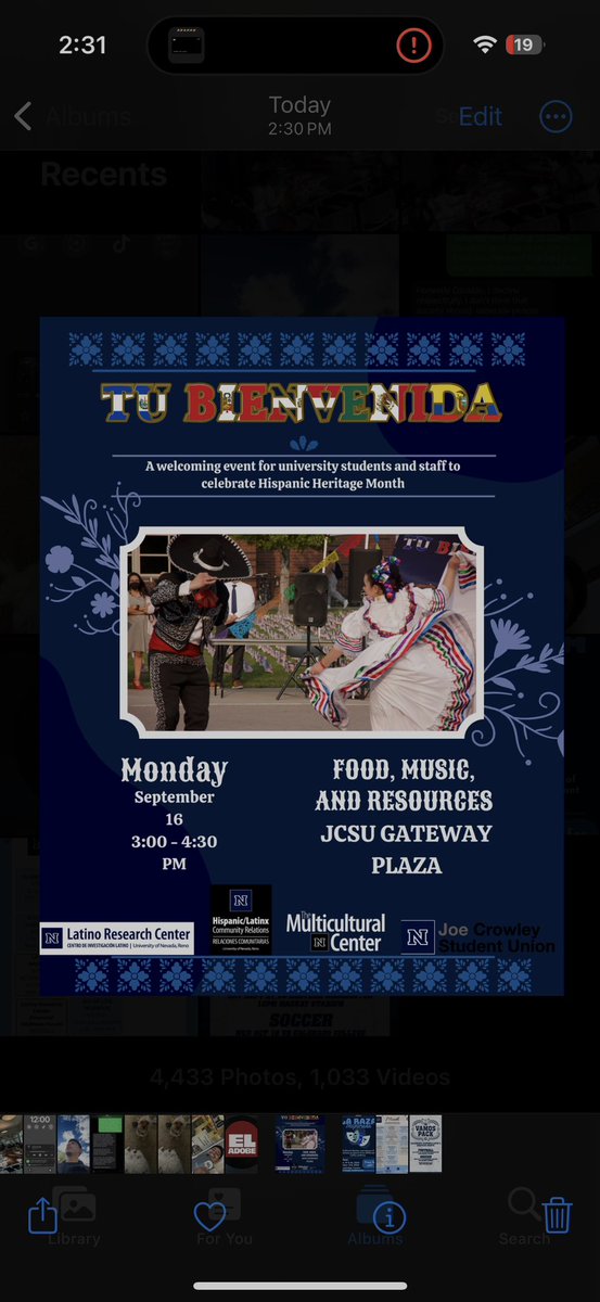 vamospack's tweet photo. Hispanic Heritage Month is starting Sunday, September 15th! Join the @unevadareno in celebrating Hispanic Heritage Month September 15th-October 15th. There will be amazing events hosted by various departments across campus throughout the month. 🐺🐺💙 https://t.co/epOXM4bNXM
