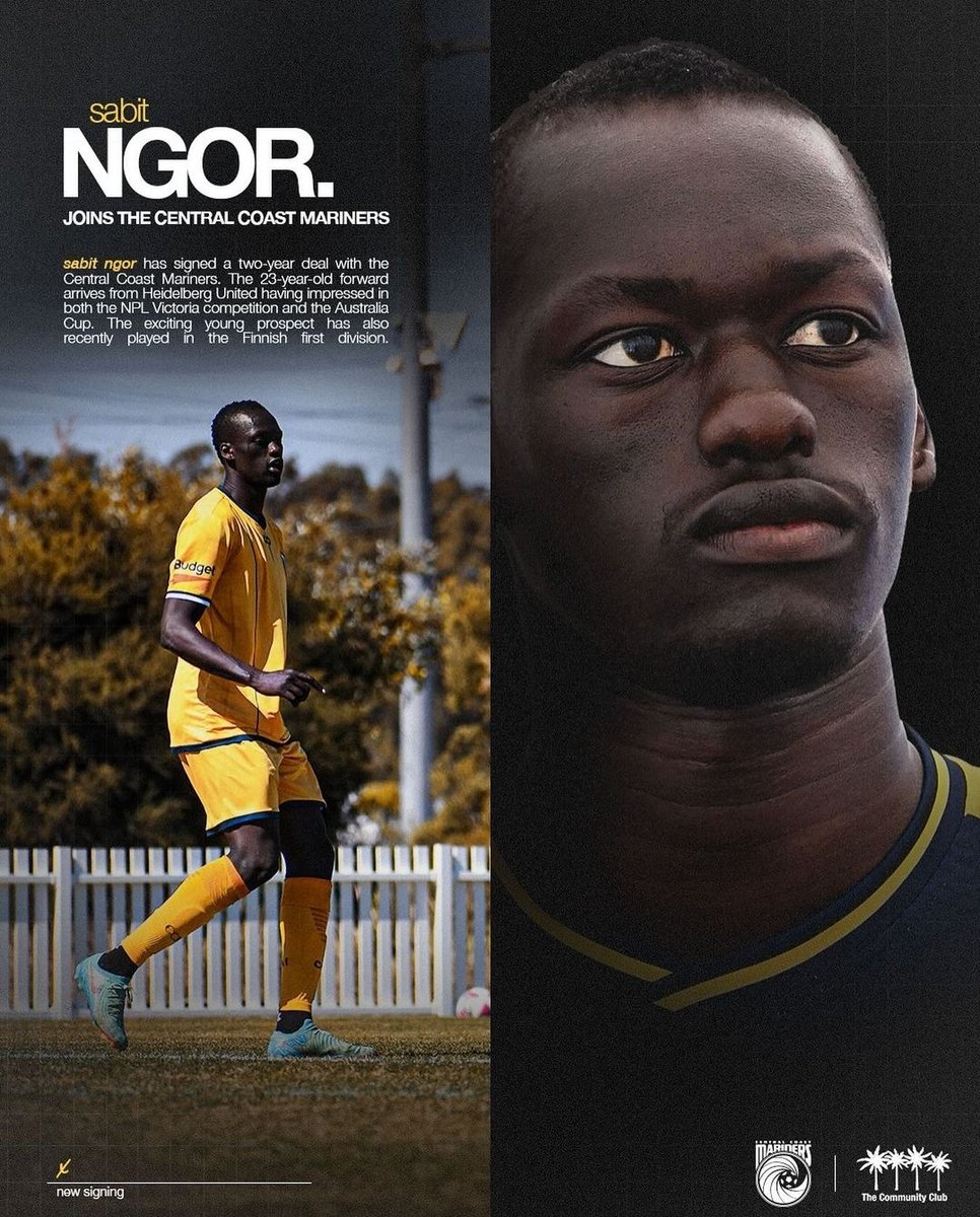 AscendSportsG's tweet photo. DONE DEAL 📝🤝 Sabit Ngor signs with @ALeagueMen Champions @CCMariners on a two year deal.

A big thank you to both @HUFCWARRIOR &amp; the Mariners for their professionalism.

Sabit, you've worked so hard for this opportunity, and now it is time to shine 🌟 Big things coming! https://t.co/BLbOs0ZVoW