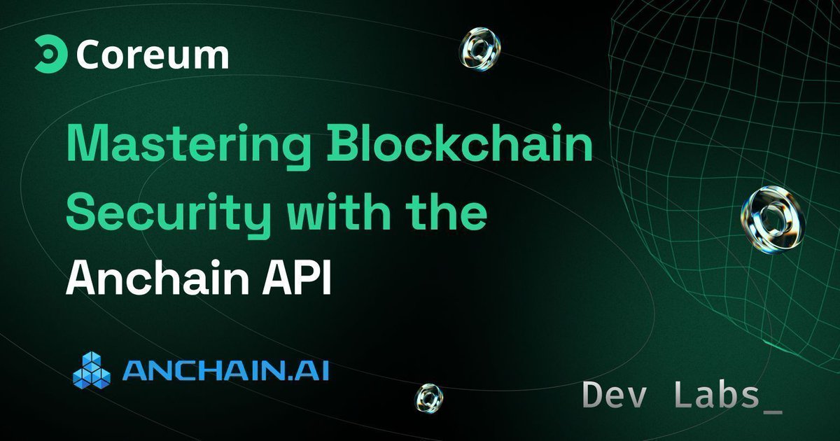 txDevHub's tweet photo. AI is enhancing Web 3 security and compliance. Join us for a hands-on workshop exploring the integration of @AnChainAI's powerful API with #Coreum.

🗓 Thursday, September 19th at 12pm EST

🔗 Register now: https://t.co/l6SFw2jBDX  

#BuildOnCoreum #DevWorkshop" https://t.co/oJcTMnGeu4