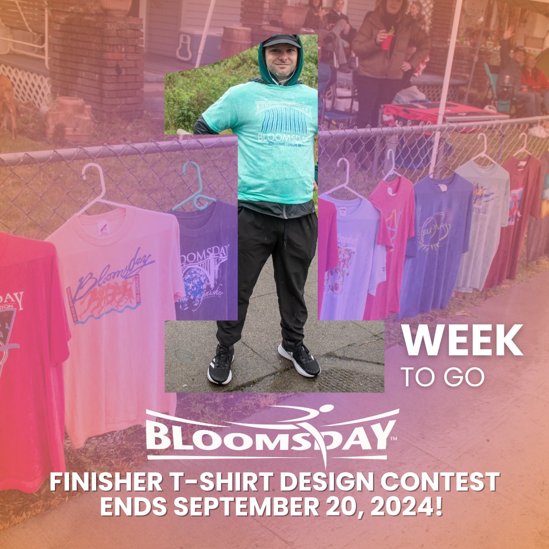 One week countdown begins! ✨ Unleash the artist in you and your design could end up being the official Bloomsday finisher t-shirt for 2025. Jump to our website for more details. Your art, Spokane and Bloomsday history! bloomsdayrun.org/finisher-shirt…