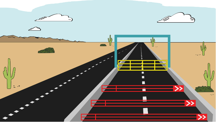 ArizonaDOT's tweet photo. The fifth key safety system built into the #ImprovingI17 flex lanes is a Vehicle Arresting Barrier (VAB). This barrier works in tandem with swing gates to prevent vehicles from entering the flex lanes when traffic is flowing in the opposite direction. #FlexLaneFriday https://t.co/HfYKNf9DiU