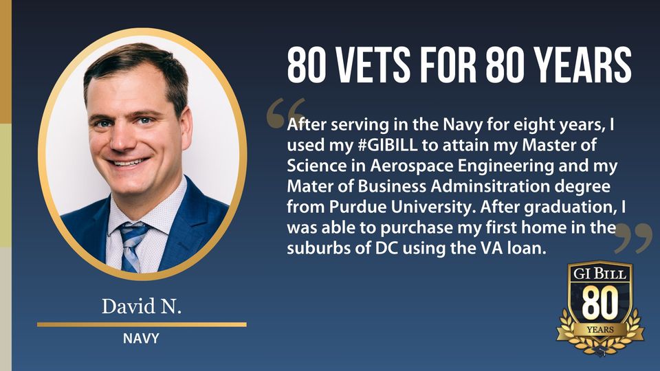 MDVAHCS's tweet image. After serving in the Navy, David used his #GIBill to earn his Master's degree. After graduation, he was able to purchase his first home using the VA loan. Both have helped him not just transition to his second career, but thrive. #VeteranSuccess #80Vetsfor80Years #IUsedMyGIBill