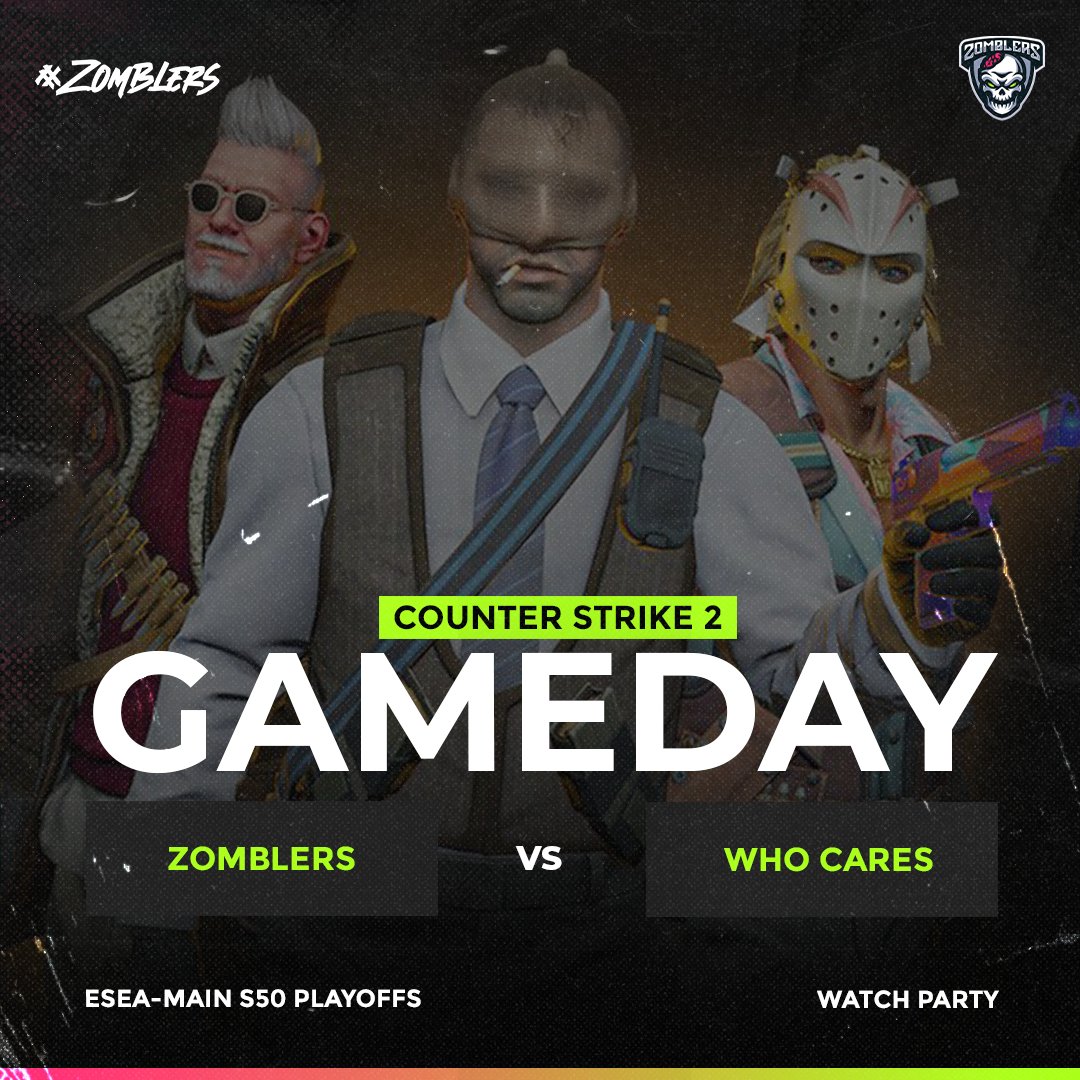 Zomblers's tweet photo. MATCH DAY ⚡️

📅TONIGHT ● 9:30PM (EST)

🔗Watch Party:
https://t.co/eYgIBopraN 

🧟‍♂️Zomblers.CS2 (Academy)
🏆ESEA-Main Playoffs (3-0)
🥵Best of 3 Match up!

Come Support! 😇