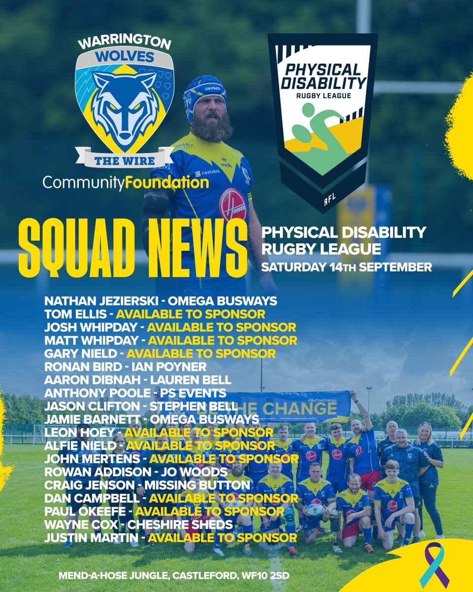 WWRLFoundation's tweet photo. 🏉 Team Sheets In! 🏉

Today, both our Physical Disability Rugby League and Wheelchair Rugby League teams are in action! 💪

Best of luck to both teams 

Rest Easy, Mike 💛

Warrington Wolves Wheelchair Rugby League Team is proudly sponsored by Nandos Golden Square

#OneClub https://t.co/EpFxzRWdI5