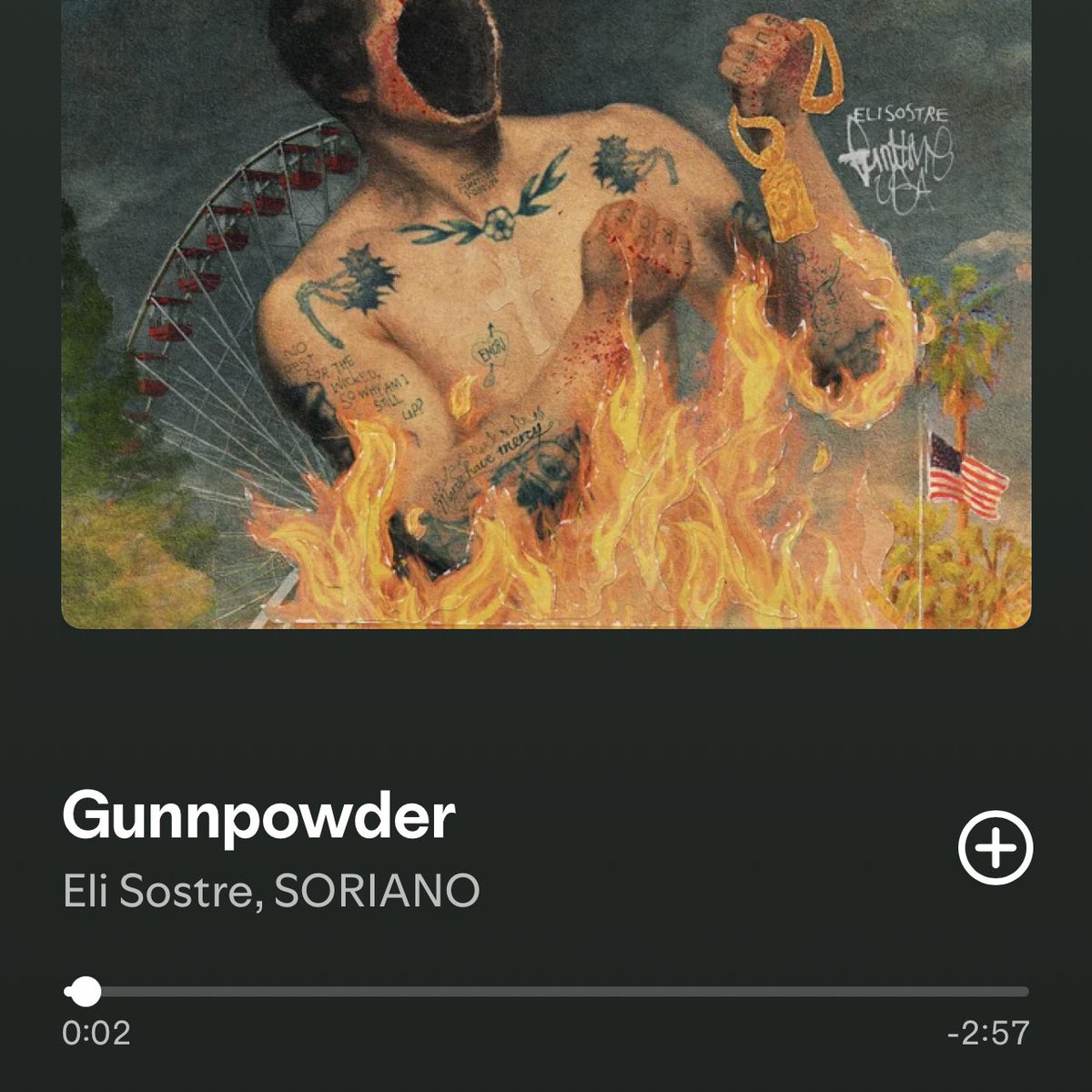 congratulations <a href="/elisostre/">eli sostre</a> on the new album!

thank you for allowing me to play a small part on this project 👆

go check out this album and look out for “Gunnpowder” 

GUNNS UP 👆