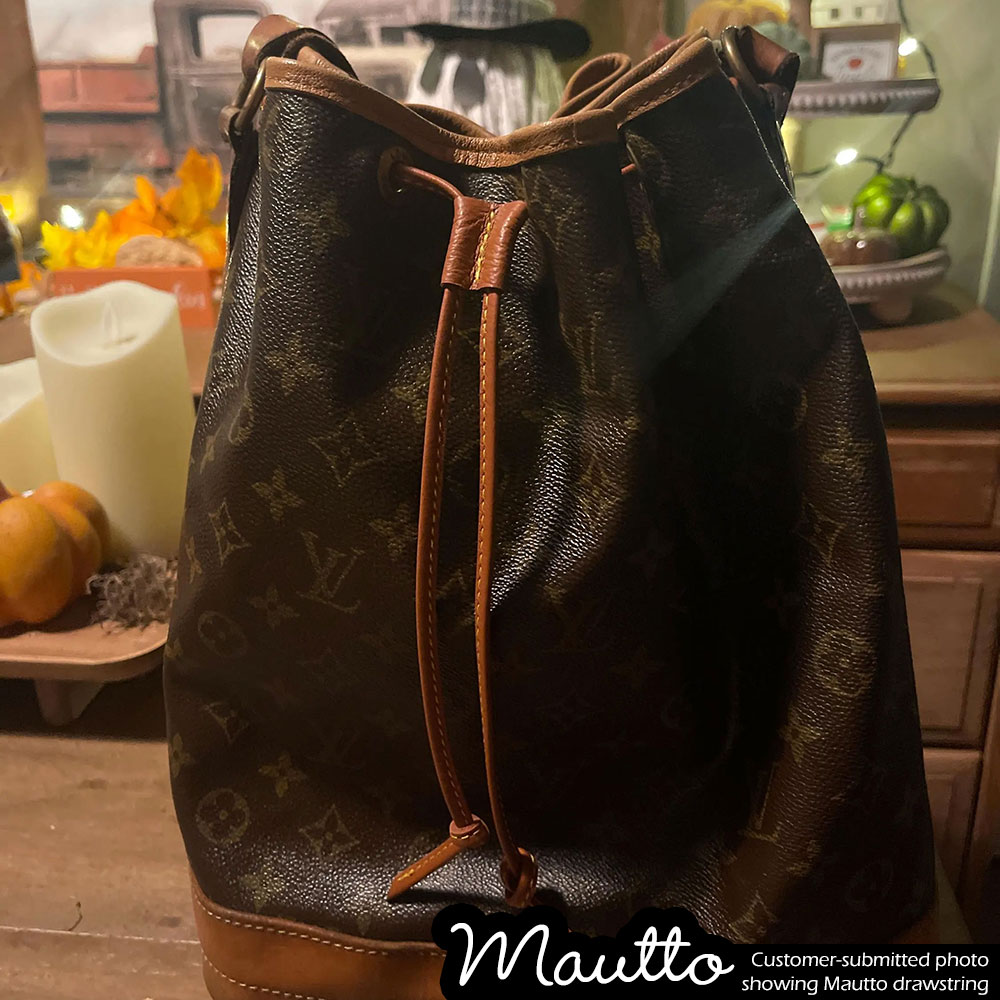 MauttoStraps's tweet image. Customer photo review of replacement drawstring: &quot;I ordered this item for my LV Noe bag and it was a perfect match! The quality of the strap was great!&quot; -Debbie. Reconnect with your bag! #lvnoe #leatherwork #drawstring #leathercraft #LV