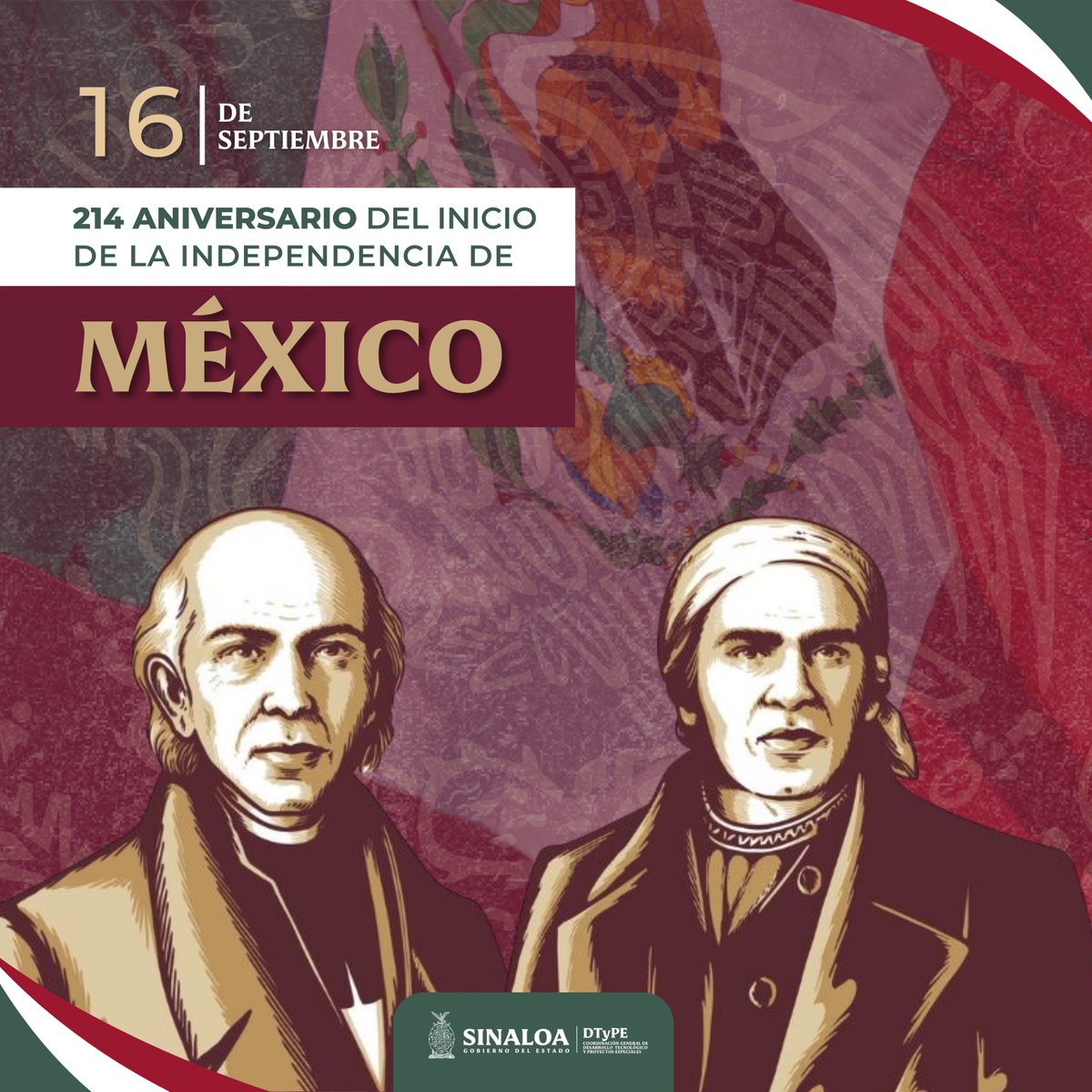 DigitalCdt21's tweet photo. ¡Hoy celebramos con orgullo el día que marcó el inicio de nuestra independencia! En este 16 de septiembre, recordamos la valentía y el sacrificio de quienes nos dieron libertad. ¡Viva México!🇲🇽🙌 #IndependenciaDeMéxico #16deSeptiembre #VivaMx #cgdtype https://t.co/oRsy1p5rbE