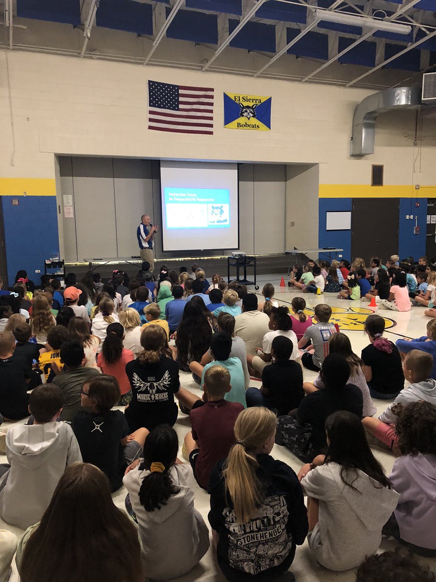 MsScanlon1's tweet photo. We had so much fun at our all school assembly today! 6th grade was so excited to play Minute to Win it and get an extra recess. We also had a Bobcat badge winner in 6S! #dg58pride https://t.co/oWSpwBiIHM
