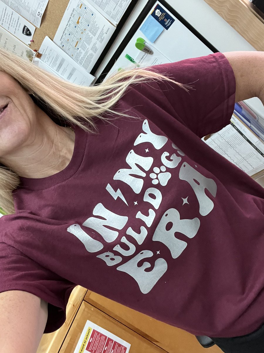 JBorgesEdu's tweet photo. “In My Bulldog Era”🎶.  Thank SO much @GencarelliWCPS for the coolest shirt for our Friday spirit days! 
Our team @WinstonPSLDSB is the most thoughtful around (&amp; creative too)!! #WeAreWinston https://t.co/iG1WgYCeR8