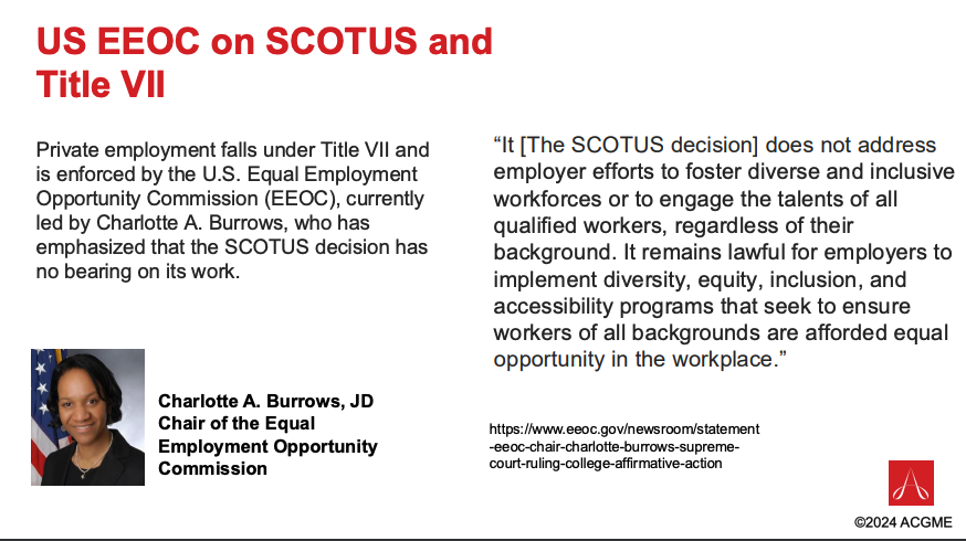 From the talk by <a href="/sickledoc/">William McDade</a> #ASCP2024. You CAN widen the pool of potential applicants for residency or employment training. It is supported by Title VII. #diversityhiring #inclusion #Mission