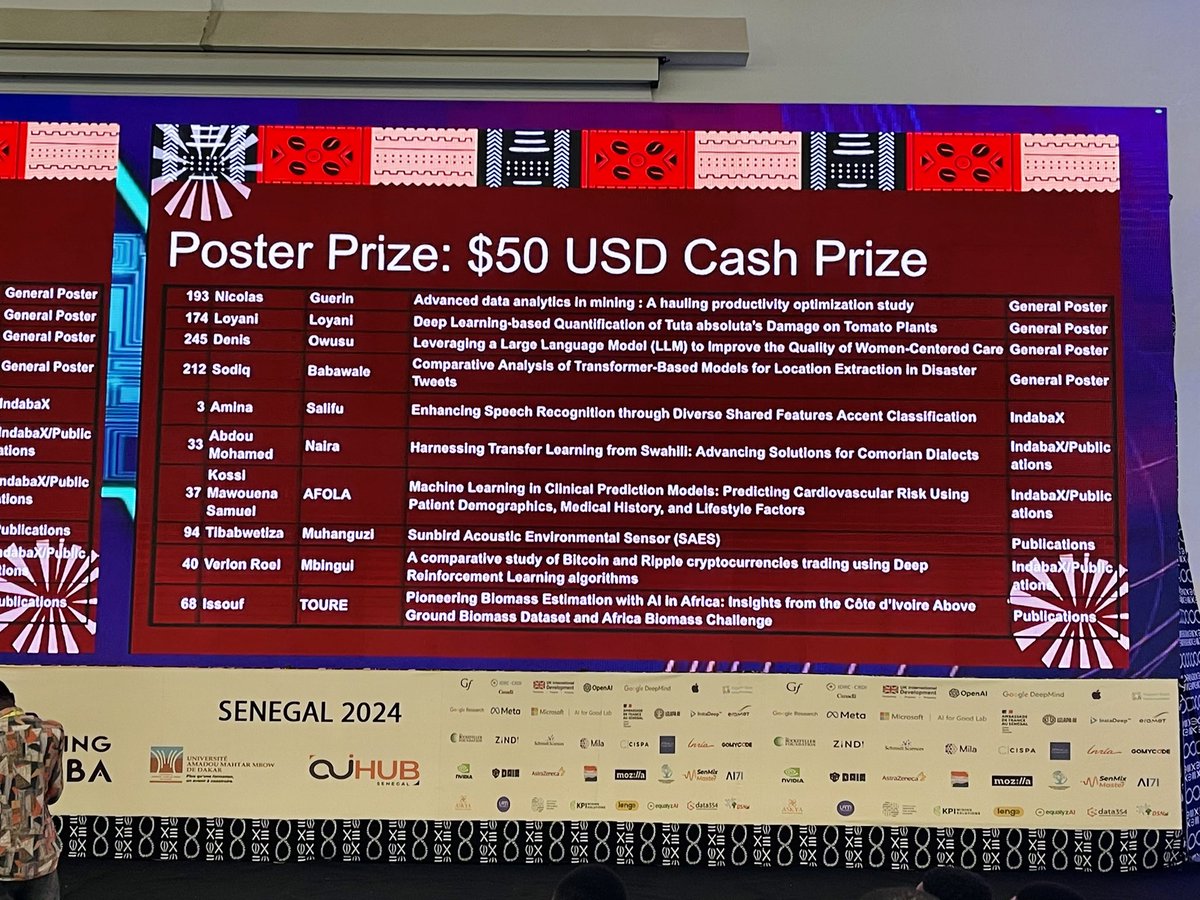 loyanie's tweet photo. It's a wrap! 🎉 Happy to be among the Best Poster prize winners at @DeepIndaba 2024 in Dakar! My 2nd Indaba, 2nd award at the event (after Ghana 2023). Grateful for the chance to present my work, learn from top AI/ML researchers, and grow. Huge thanks to the organisers!🙌#DLI2024 https://t.co/MwcMZvZTZN