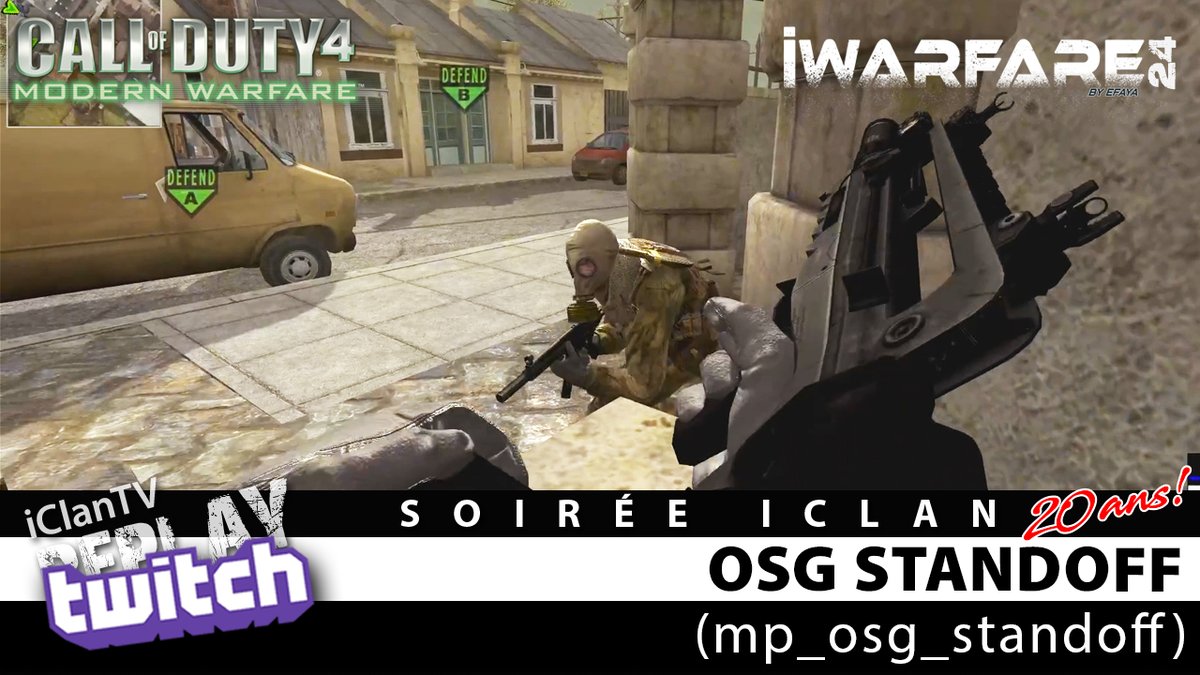iClan_net's tweet photo. Alors, on a eu un problème avec le mod, la map, bref le bordel, du coup au menu de cette semaine : OSG Standoff  (mp_osg_standoff) de {OSG}Brodie, une adaptation #BO2 pour #CoD4.
Voici les replay de 2 teams :
👉https://t.co/s1j05nraEt
👉https://t.co/kmROeUdKMv
#CallofDuty #soirée https://t.co/auIS6jim9r