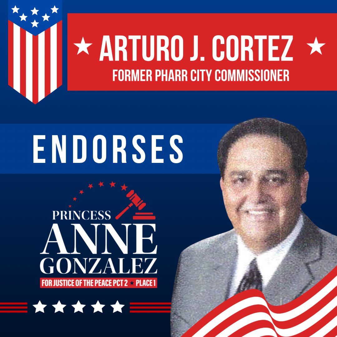 Princess4JP's tweet photo. Honored to have the support and endorsement of Former Pharr City Commissioner Arturo J. Cortez! The County is ready for a full time Justice of the Peace and I'm here to answer that call. #Princess4JP #RGVNEXTGEN https://t.co/Tu6TwbpvYM