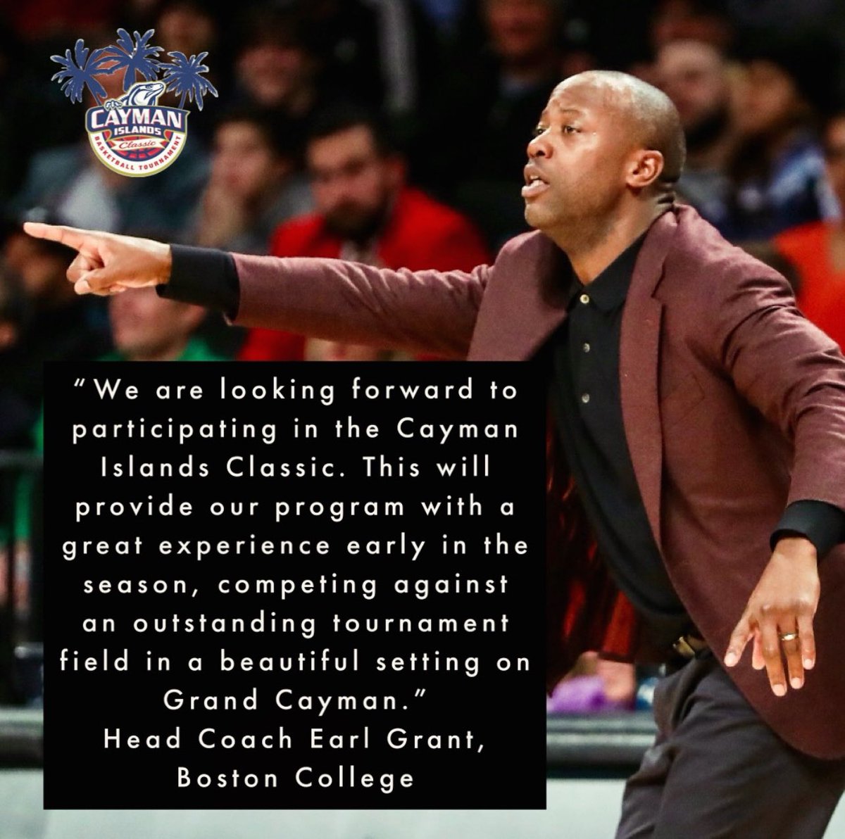 CaymanClassic's tweet photo. We appreciate the enthusiasm from the coaches about attending the Men’s #CaymanIslandsClassic 🏀🌴on Nov. 24-26! We look forward to the exciting competition! 🏀🔥@EarlGrantBC @ODU_CoachMJ @AlanHuss1 @CuonzoMartin #BCMBB #Monarchs #WeUp #GoHPU #ItAllCounts https://t.co/ppXcgrqarx