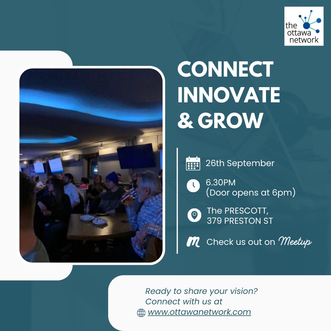 Join us for our next demo day on September 26th! 

Meet talented entrepreneurs from Ottawa. Connect with our vibrant startup community. 

Register here: lnkd.in/ent2tXMK 

Want to pitch or learn more about TON? Visit lnkd.in/gX7GBFZq 

Event is free! 

#ottawaevents