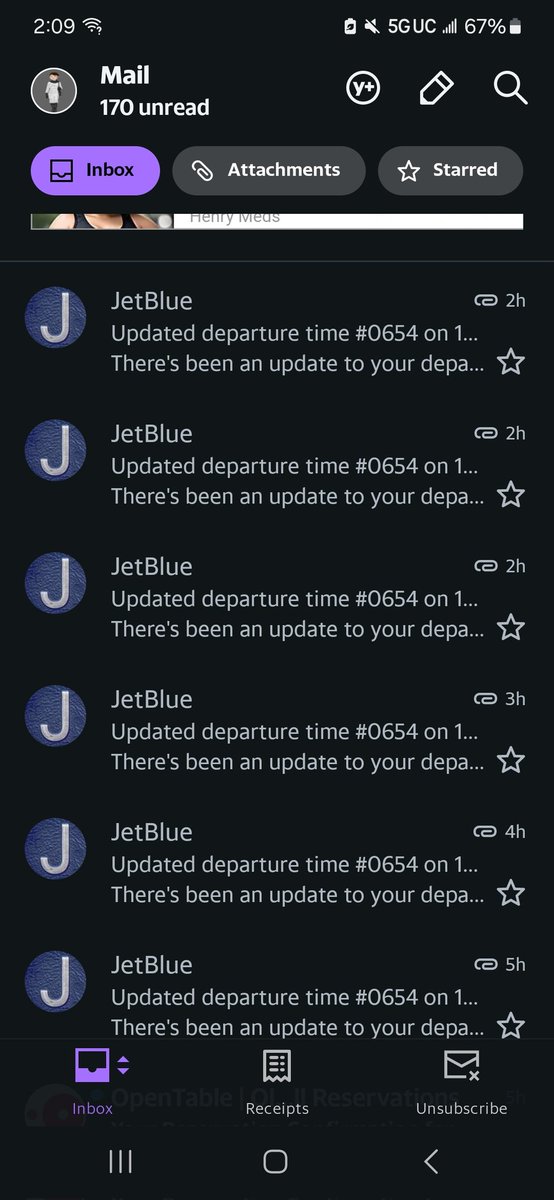 lb64's tweet photo. When your email lineup is just updates on your delayed flight from DCA to BOS...it's not a good day. Definitely looking up that Passenger Bill of Rights info!  @JetBlue https://t.co/ETAVLUiPct