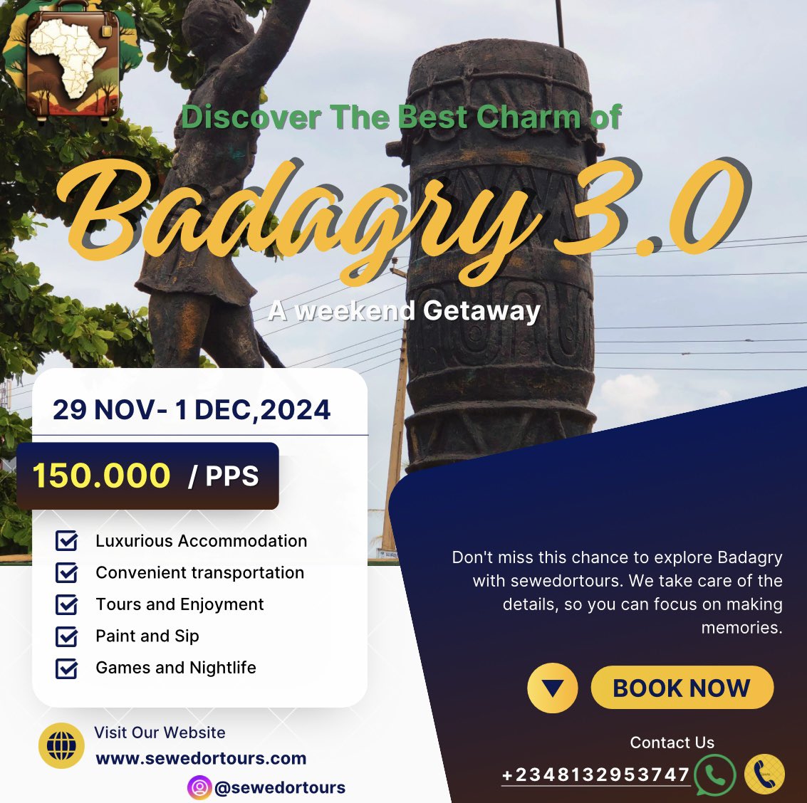 TheBigTobbie's tweet photo. @lollypeezle Y’all can also just spare a weekend in November and experience the Badagry premium package with @sewedortours https://t.co/JjI1YV8bgB
