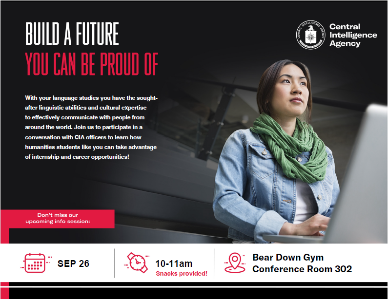 UARussian's tweet photo. Learn about career opportunities in CIA for language learners  on September 26, 10-11AM. https://t.co/plAzmLx8Vw