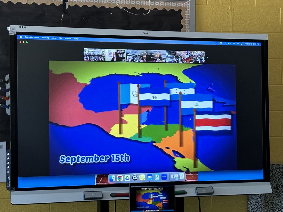 Connecting classrooms across UM, Ms Overly prepares us to kick-off Hispanic Heritage Month incorporating history, math, geography and literature into one powerful half hour!  #BridgeportPROUD!