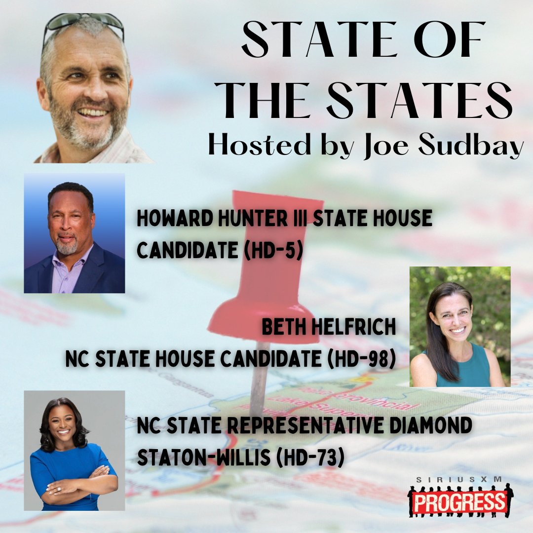 SiriusXMProg.bsky.social (@siriusxmprog) on Twitter photo 🏛️On State of the States, we focus on North Carolina where <a href="/NCHouseDems/">NC Democratic Party House Caucus</a> plan to end GOP's gerrymandered supermajority
🎙️ <a href="/JoeSudbay/">Joe Sudbay</a> is joined by <a href="/hunterforhd5/">Howard Hunter III for HD-5</a>, <a href="/BethHelfrich/">Beth Helfrich for NC</a> for HD-98, & State Rep <a href="/DiamondForNC/">Diamond Staton-Williams</a> for HD-73. The enthusiasm is real in NC!
📻 siriusxm.com/progress 🏛️On State of the States, we focus on North Carolina where <a href="/NCHouseDems/">NC Democratic Party House Caucus</a> plan to end GOP's gerrymandered supermajority
🎙️ <a href="/JoeSudbay/">Joe Sudbay</a> is joined by <a href="/hunterforhd5/">Howard Hunter III for HD-5</a>, <a href="/BethHelfrich/">Beth Helfrich for NC</a> for HD-98, & State Rep <a href="/DiamondForNC/">Diamond Staton-Williams</a> for HD-73. The enthusiasm is real in NC!
📻 siriusxm.com/progress