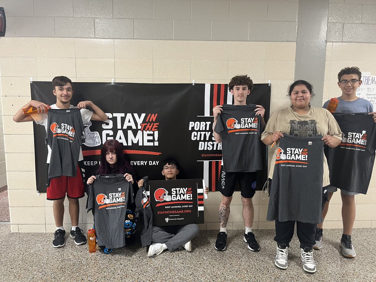 Adam Hicks (@adamhickscsac) on Twitter photo A huge congratulations to this week’s Stay in The Game perfect attendance winners! These kids have shown up everyday and done the work! Thank you to <a href="/Browns/">Cleveland Browns</a> for the swag this week! <a href="/We_are_PC/">PC Schools</a> A huge congratulations to this week’s Stay in The Game perfect attendance winners! These kids have shown up everyday and done the work! Thank you to <a href="/Browns/">Cleveland Browns</a> for the swag this week! <a href="/We_are_PC/">PC Schools</a>
