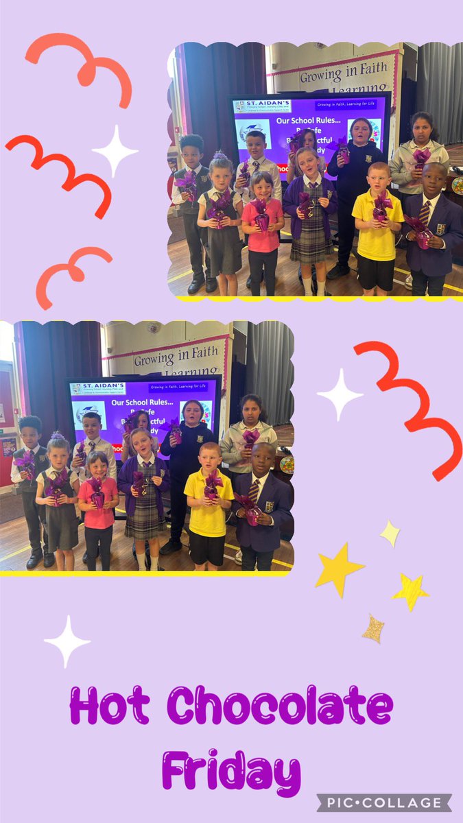 St_Aidans_PS's tweet photo. Congratulations to our super #HotChocoFri winners. Thank you for keeping our school rules and always going above and beyond π@pauldixtweets https://t.co/MflYWtL0HV