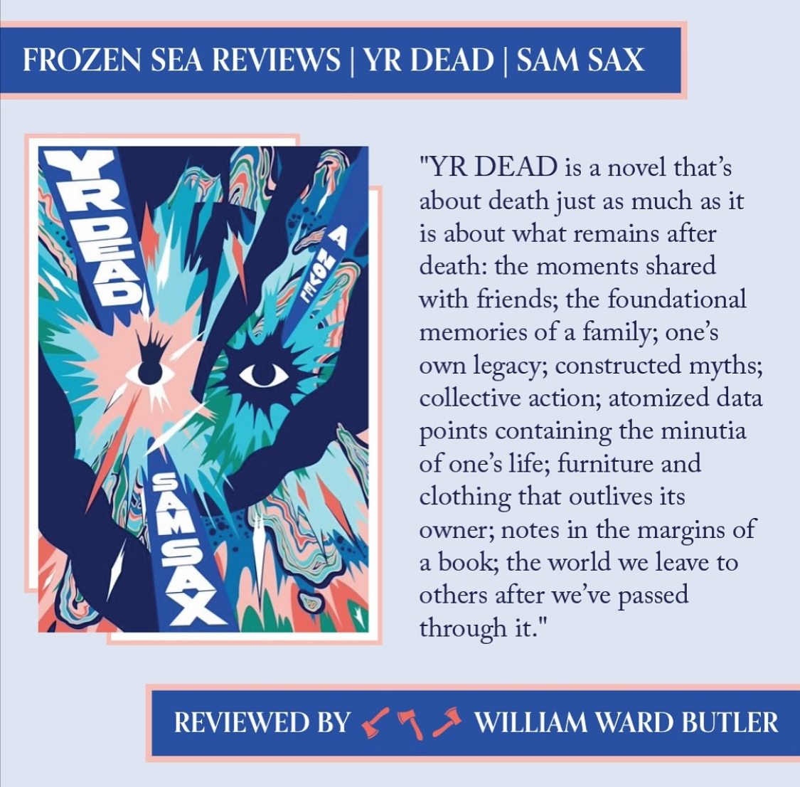 frozenseapoetry's tweet image. Congratulations to @samsax1 — their novel YR DEAD is longlisted for the @nationalbook Award in Fiction!

Read Frozen Sea's review of the book here: frozensea.org/yr-dead-sam-sax