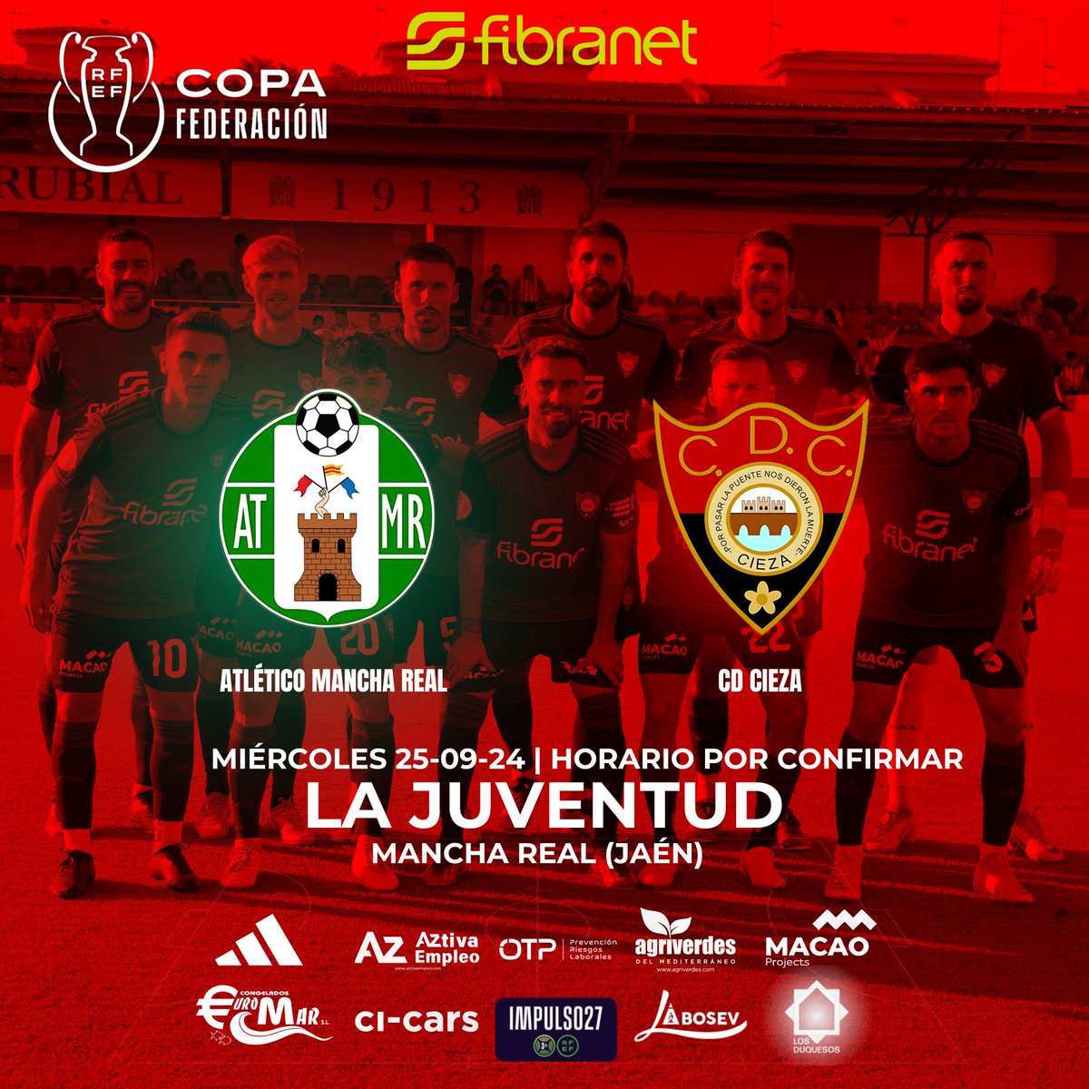 Hola Esparteros!!!
EL MIERCOLES 25 El <a href="/cdcieza_/">𝐂𝐥𝐮𝐛 𝐃𝐞𝐩𝐨𝐫𝐭𝐢𝐯𝐨 𝐂𝐢𝐞𝐳𝐚</a>  Se enfrentará A @AtleticoManchaReal
EN JAEN!!!
Un Poco Lejos Pero Bueno A DARLO TODO CIEZANOS⚫️🔴⚫️🔴⚫️🔴⚫️🔴⚫️🔴⚫️🔴🔴