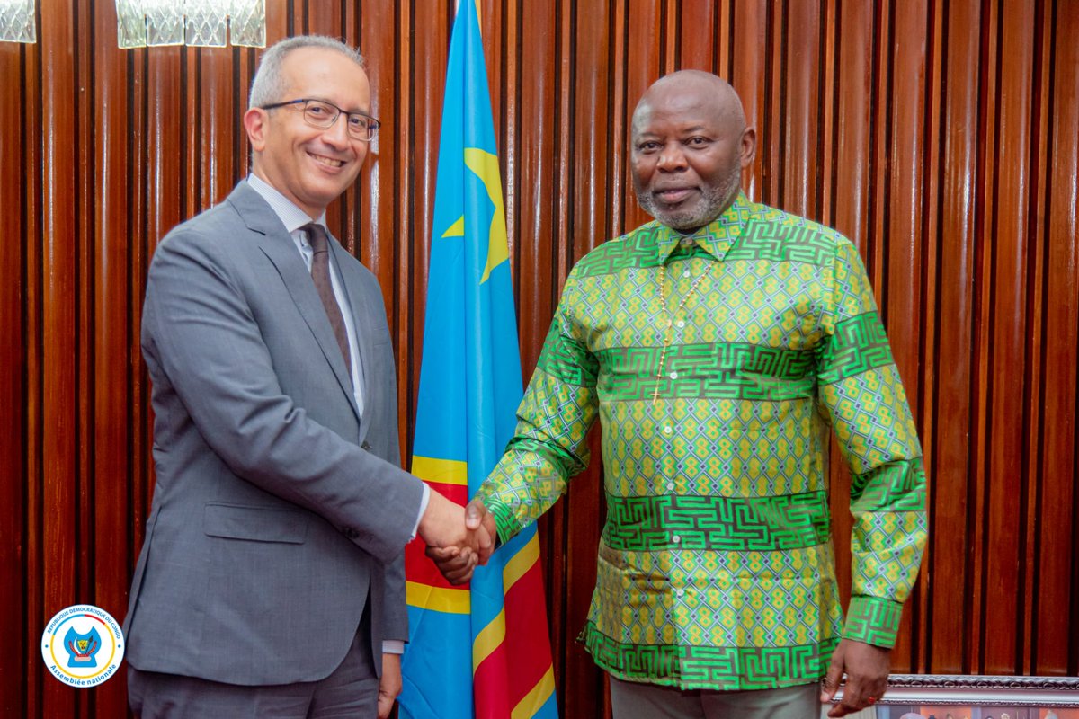 patrickmus17's tweet photo. l'Ambassadeur de la Rép. Arabe d'Égypte,  Mr Hesham abdel S. Elmekwad est venu remettre l'invitation du présid@ des Représentants Dr. Hanafi Guébali à son Homologue congolais @VitalKamerhe16 présid@ d la Chambre base pour le renforcem@ de la coopération parlementaire  Égypte-RDC https://t.co/FR1bGeD7DT