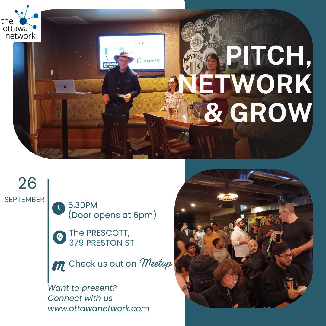 Join us for our next demo day on September 26th! 

Meet talented entrepreneurs from Ottawa &amp; connect with our vibrant startup community. 

Register here: lnkd.in/ent2tXMK 

Want to pitch or learn more about TON? Visit lnkd.in/gX7GBFZq 

Event is free! 

#startups