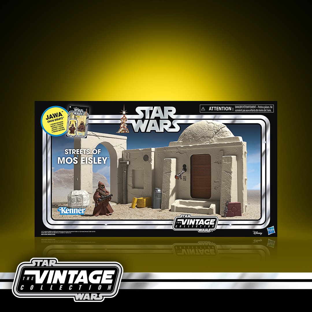 HasbroPulse's tweet image. Revealed at #HasbroPulseCon2024, join Jawas in exploring Tatooine with the new STAR WARS The Vintage Collection Streets of Mos Eisley playset inspired by Episode IV! Available for pre-order today at 4:00pm ET for Pulse Premium members &amp;amp; 5:00pm ET for all fans on #HasbroPulse!