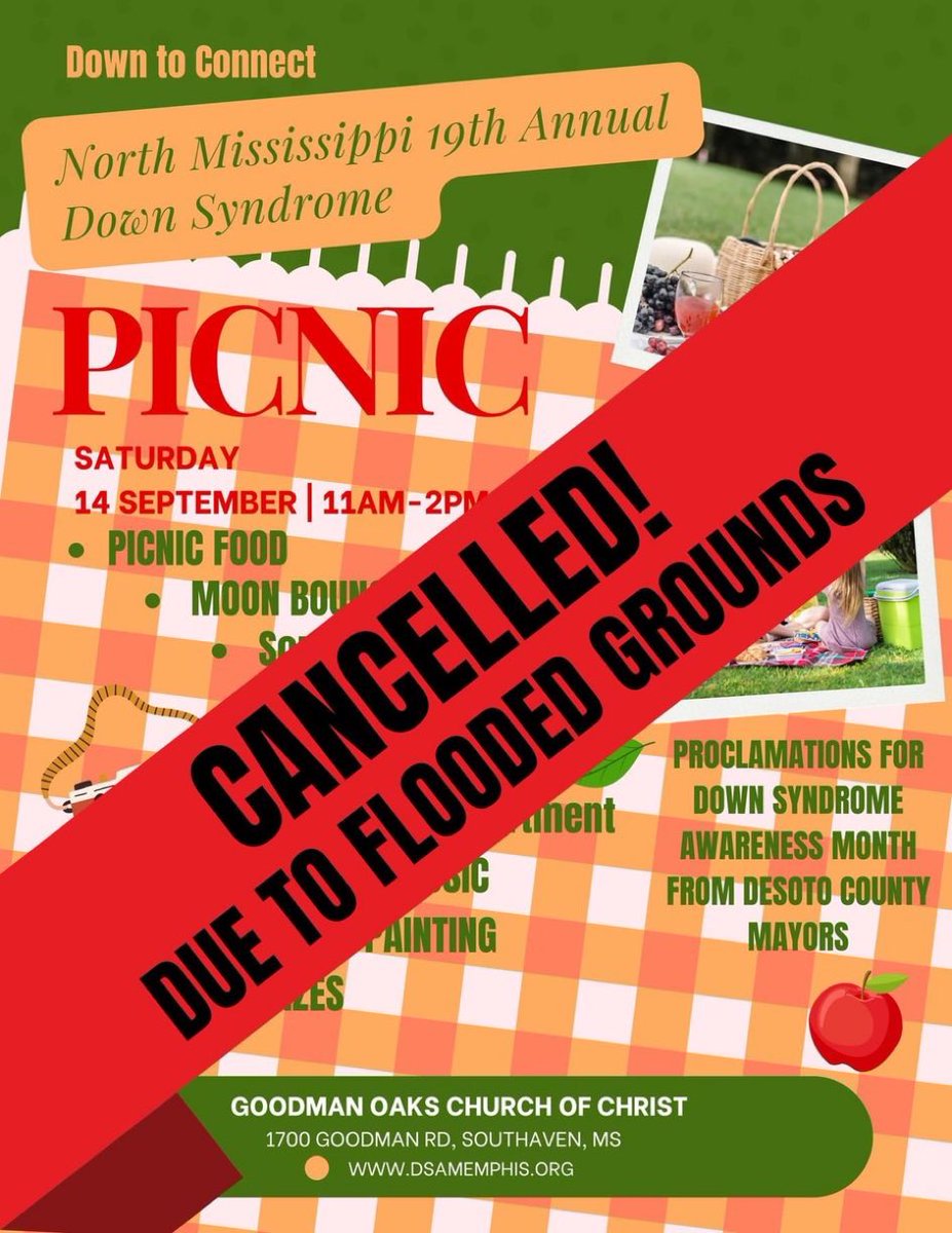 Down Syndrome Picnic is cancelled. No rain date. #chhsmightykoolkids