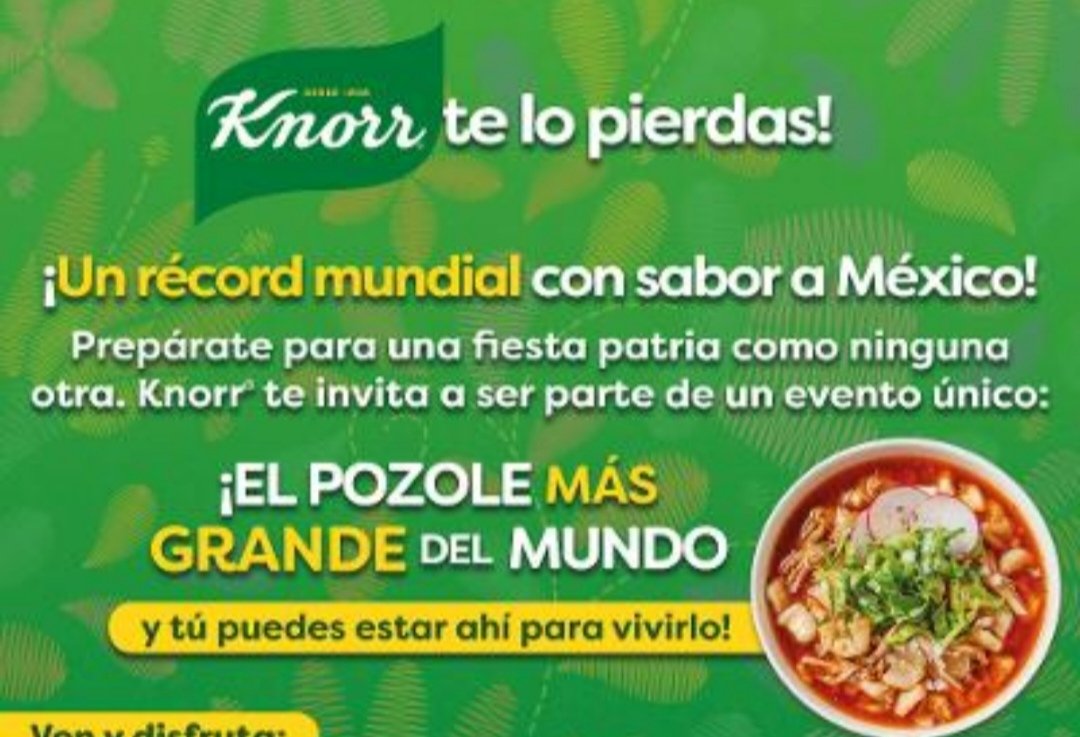 magazinehedonia's tweet photo. Vámonos con los amigos de @KnorrMexico a  romper #RecordGuiness de #ElPozoleMásGrandeDelMundo en el  #CentroExpositorCitybanamex En este buscarán superar el Récord al preparar 1,850 kilos 
@UnileverMX @urbancomunica https://t.co/QykVc243iL
