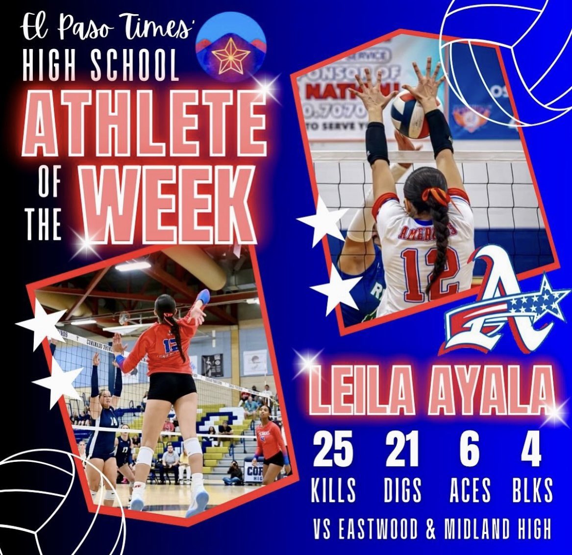 Americas High School Volleyball (@americashsvb) on Twitter photo Congratulations Leila on your recognition as a top athlete in the El Paso area! We are very proud of you for not only your athletic ability but your commitment to your classes and leadership of the team. #CreateYourLegacy <a href="/Americas_HS/">Nancy Torres</a> 🇺🇸 Congratulations Leila on your recognition as a top athlete in the El Paso area! We are very proud of you for not only your athletic ability but your commitment to your classes and leadership of the team. #CreateYourLegacy <a href="/Americas_HS/">Nancy Torres</a> 🇺🇸