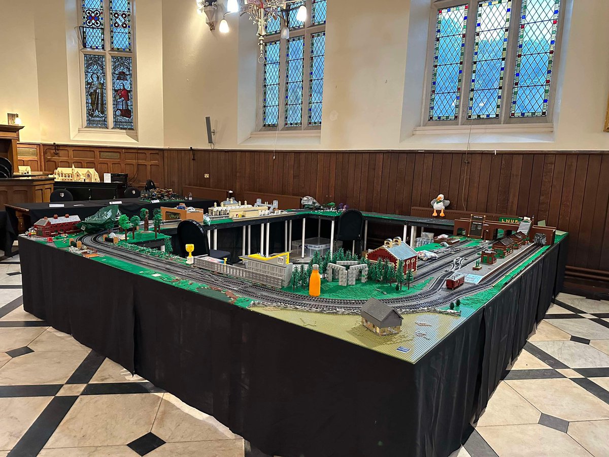 Nearly set up at <a href="/BrickAlleyLUG/">Brick Alley LEGO User Group</a>’s Durham Brick Show this weekend. Come and see us at <a href="/ushawdurham/">Ushaw Historic House, Chapels & Gardens</a>! #lego #legotrains