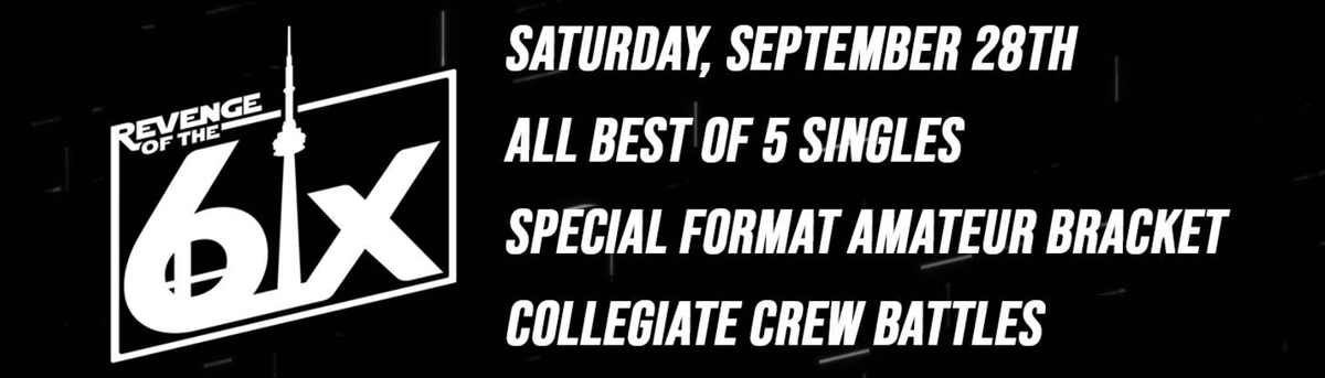 EvenMatchup's tweet image. Revenge of the 6ix returns! This time with Melee & Ultimate on Saturday, September 28th🤝
featuring:
- All best of 5 singles
- Special format amateur bracket
- Collegiate crews
Register this week to grab the $10 venue fee ticket & we'll see you there! start.gg/6ix