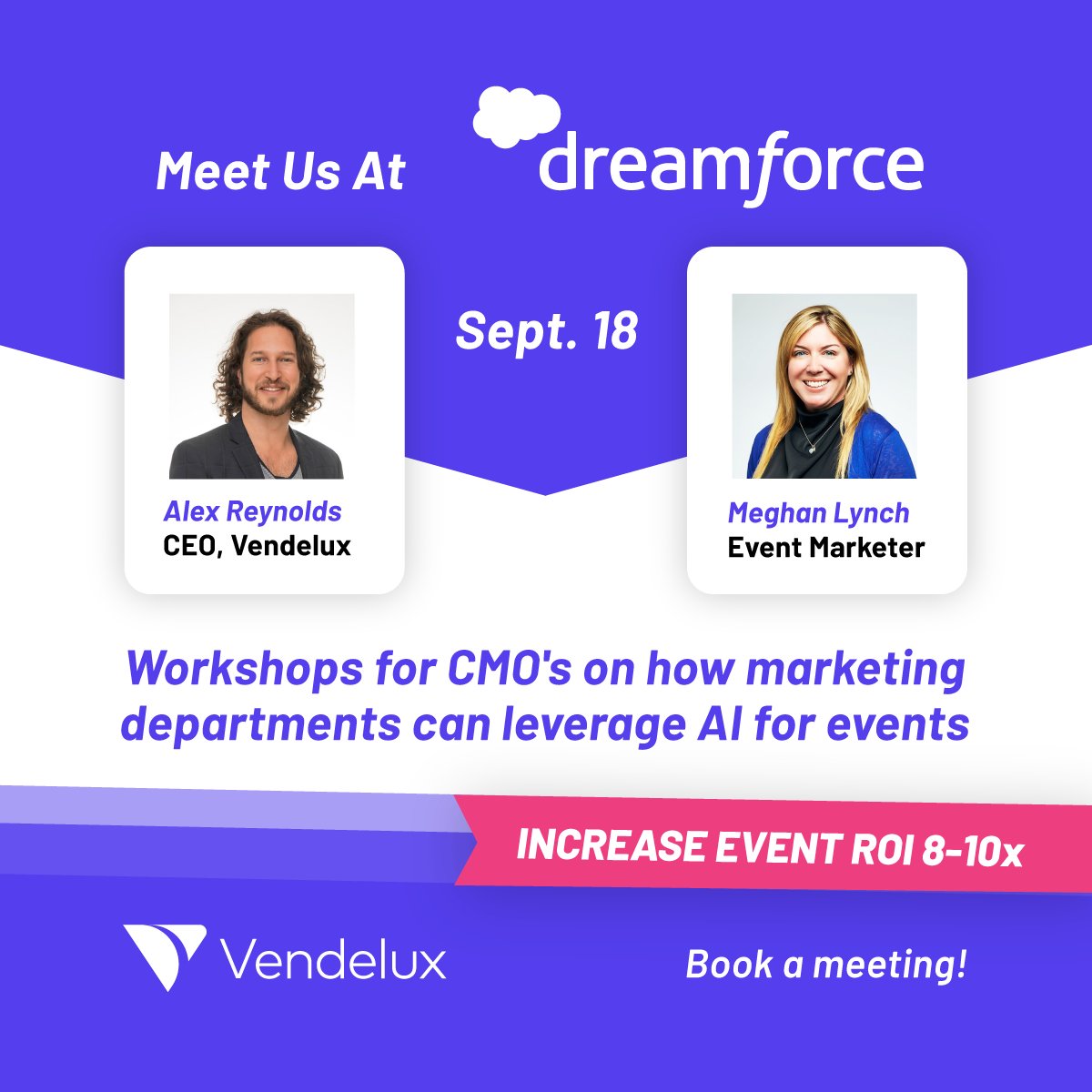 vendelux's tweet photo. We're heading to #dreamforce 😎 Book a workshop Sept. 18 on how marketing departments can leverage AI for events 

👉 https://t.co/5ZYouIW1sk

#DF24 @Dreamforce https://t.co/4J4DrmlpcT