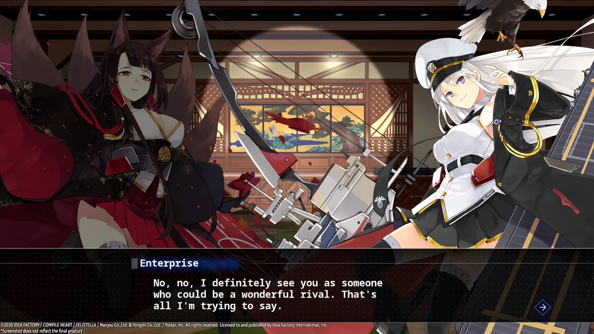 IdeaFactoryIntl's tweet photo. We love heated rivalries! 🥵 Who're you placing your bets on? 🤔

#AzurLaneCrosswave https://t.co/ZhcPNfsqrq