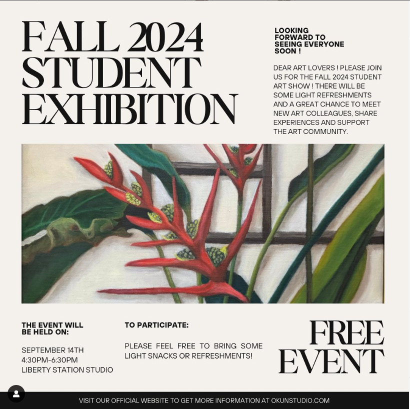 laafa's tweet image. TOMORROW: LAAFA Fine Art chair Leon Okun is holding a student exhibition at his studio in Liberty Station, San Diego. Check out his website for more information: okunstudio.com