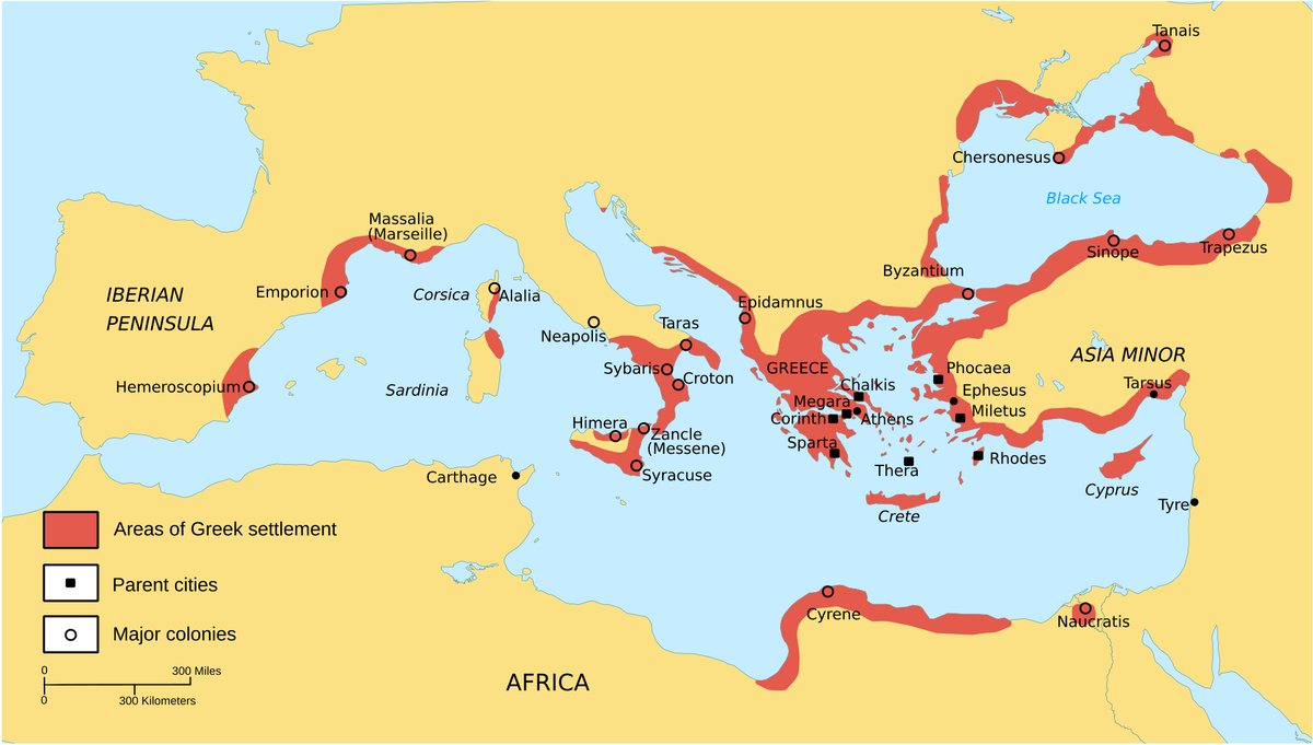 vintagemapstore's tweet photo. Greek territories and colonies during the Archaic period (750–550 BC). Work of Dipa1965. https://t.co/hgTyPLKPaP
