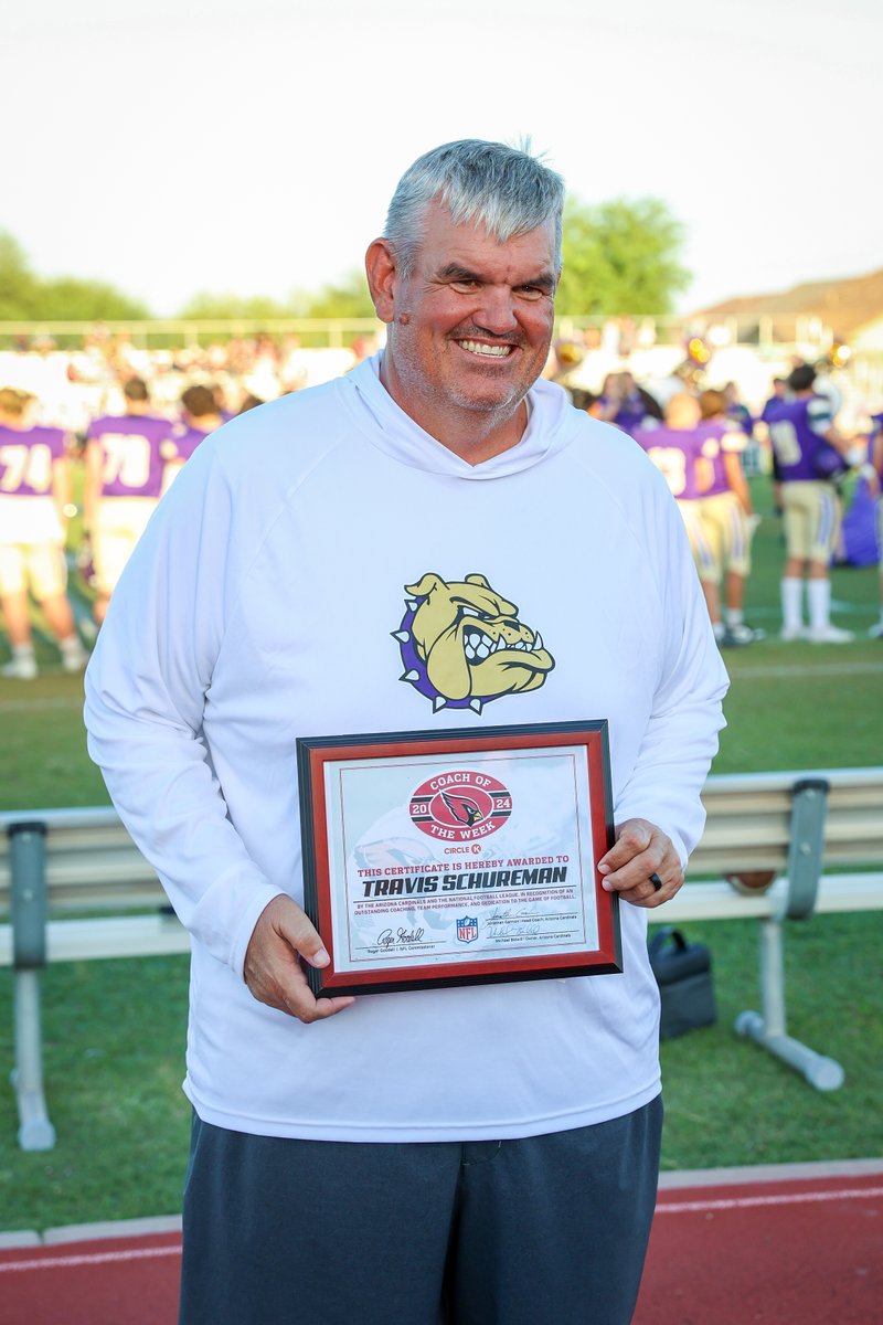 QC_football's tweet photo. A HUGE thank you to @AZCardinals for coming out to QCHS to recognize our Head Football Coach last night and for your support of our program! Congratulations @TSchureman -- Cardinals Coach of the Week!!! https://t.co/lmzH0RLDUY