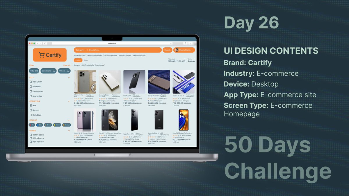 ashish1lexbaa's tweet image. Day 26 of my #50DaysUIChallenge! 🚀 Designed an e-commerce homepage for Cartify, focusing on product filtering &amp;amp; user experience. Excited to keep leveling up my design skills! 💻✨ #UIUX #EcommerceDesign #UIDesign #WebDesign #UXDesign&quot;